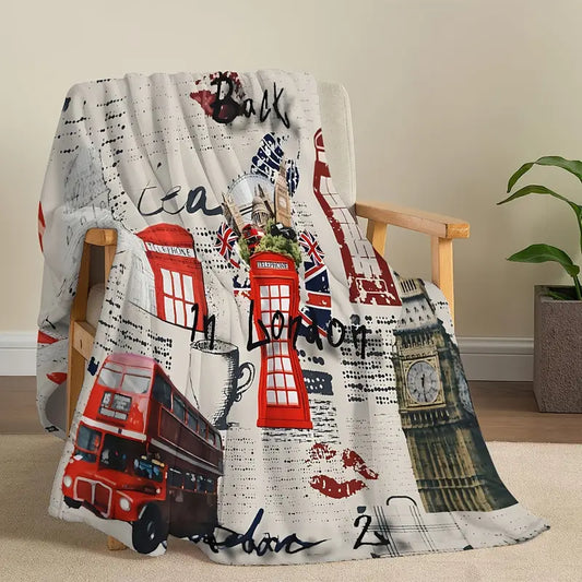 UK London Inspired Fleece Throw 59 x 79"