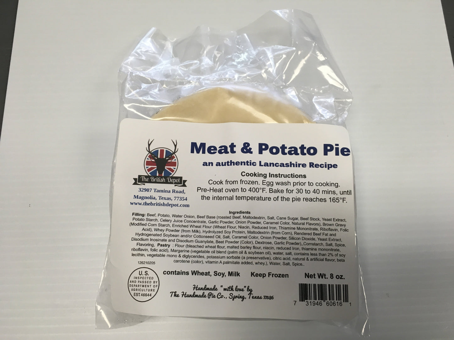 Meat & Potato Pie 8oz (1/2 lb Ship Weight)