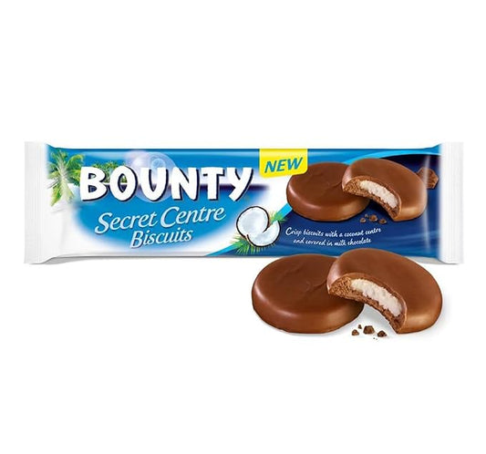 Bounty-Secret Centre Biscuits, Coconut Centre, Covered in Milk Chocolate 132g