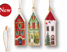 Pendants - Metal Houses set of 3