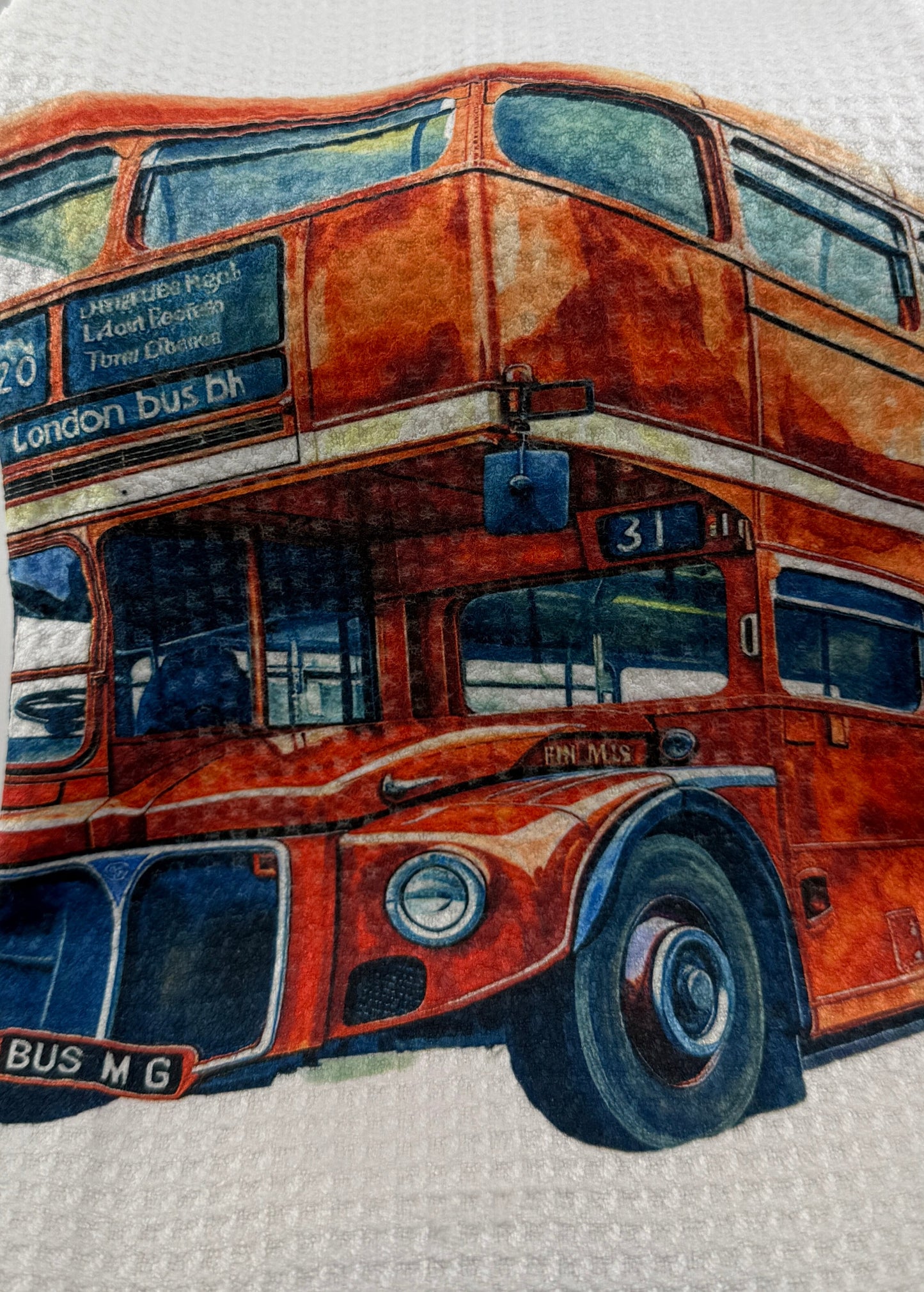 Tea Towel - Custom Made London Bus (15x27)
