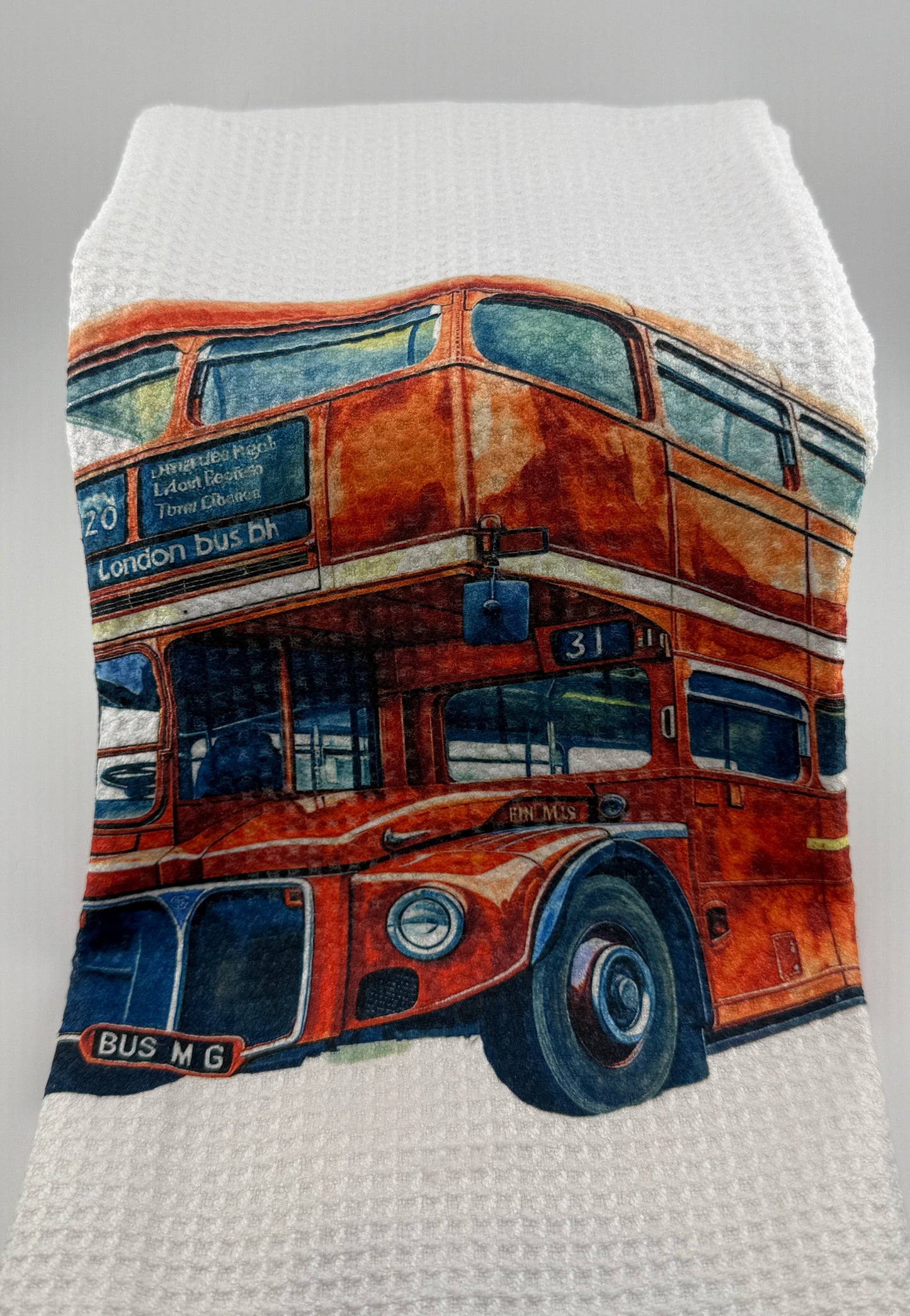 Tea Towel - Custom Made London Bus (15x27)