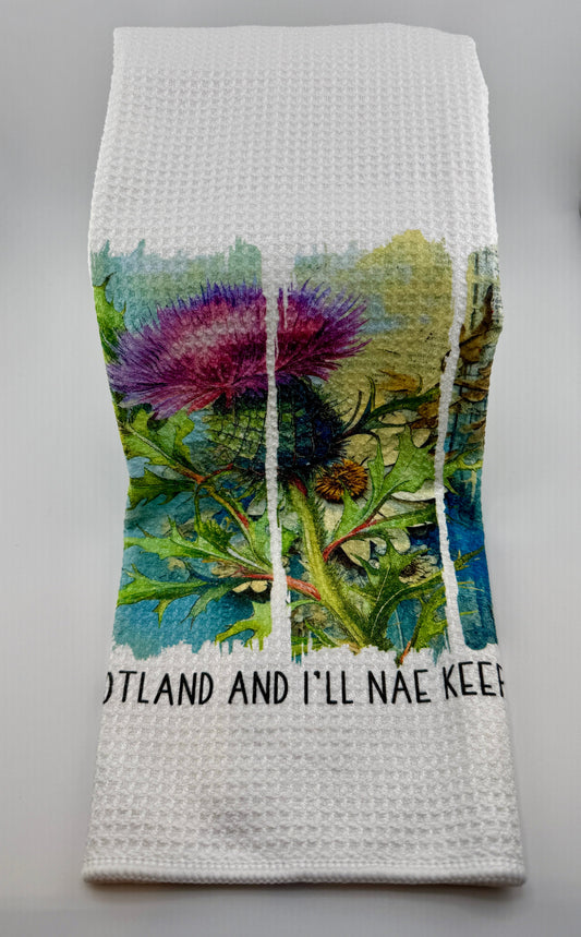Tea Towel - Custom Made Thistle With Funny Phrase (15x27)