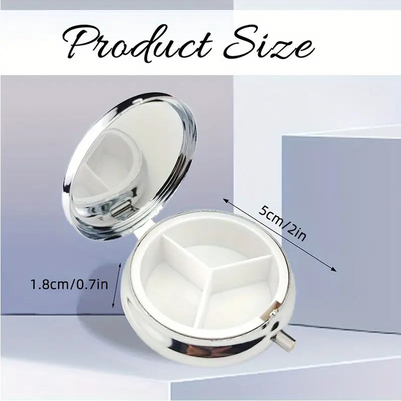 Pill Box - 3-Compartment - Highland Cow Winter Snow Scene Size 2" x 2"