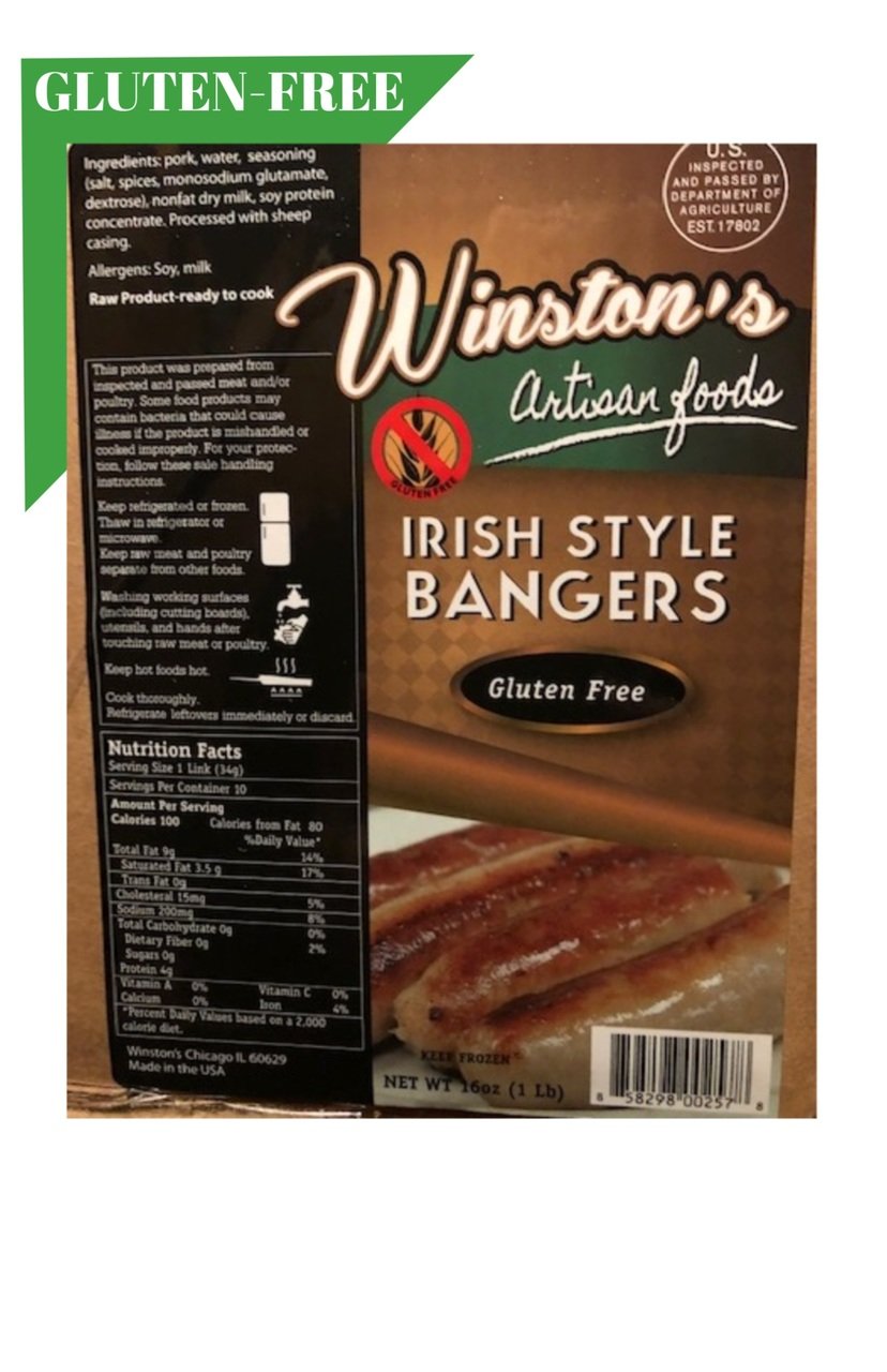 Winstons Gluten Free 99% Pork Banger 16oz (1lb Ship Weight)
